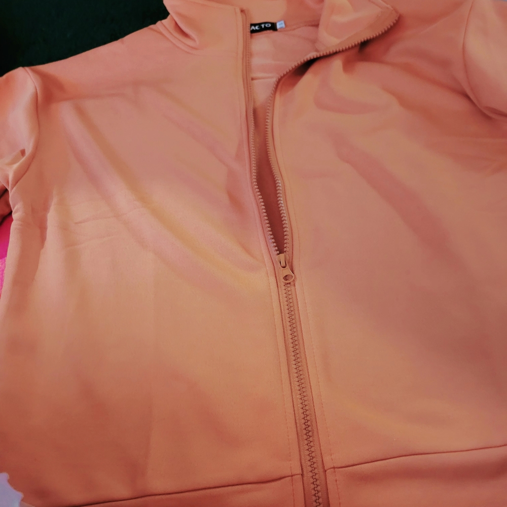Burnt Orange Zip-Up Jacket